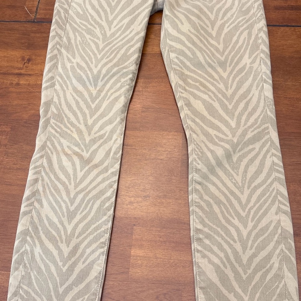 MOTHER Jeans Size 25 The Looker Ankle Fray in Sweet Stripes Khaki Dangerous Game